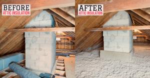 attic insulation before and after