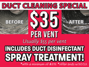 Before and after of a duct cleaning with GSM Services. Call us today!