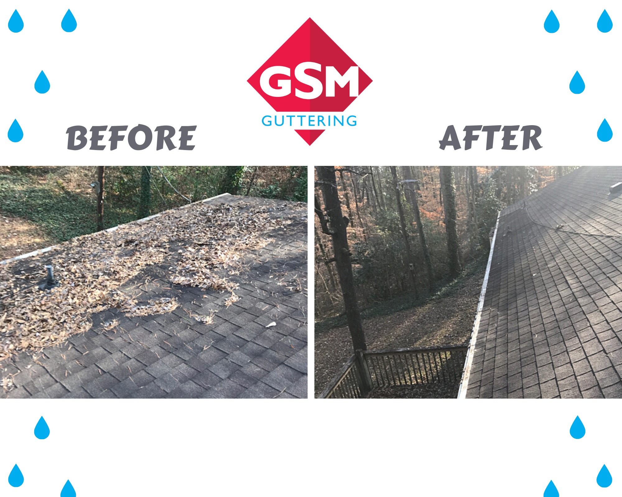 roof gutter cleaning before & after